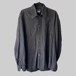 Dolce & Gabbana  Black Subtle Striped Button Down Shirt Made in Italy